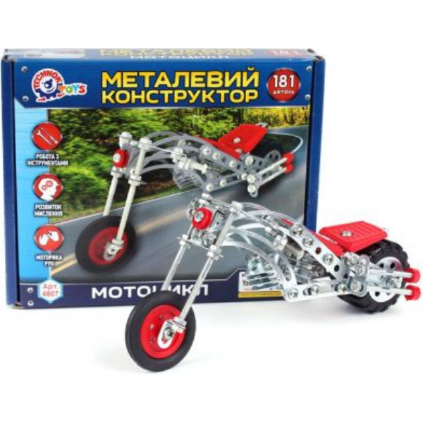 Конструктор металлический "Мотоцикл ТехноК", 181 деталь 4807