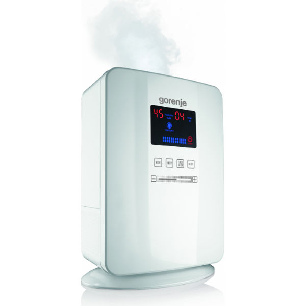 Зволожувач повітря Gorenje H50DW, 5 л, 50 м2, ультразвукової, іонізатор, фільтр, таймер, білий